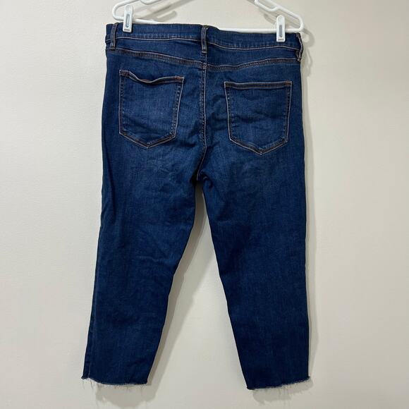Loft Womens Sz 31/12 Modern Skinny Dark Wash Raw Cropped Hem High Rise Jeans - Picture 6 of 6